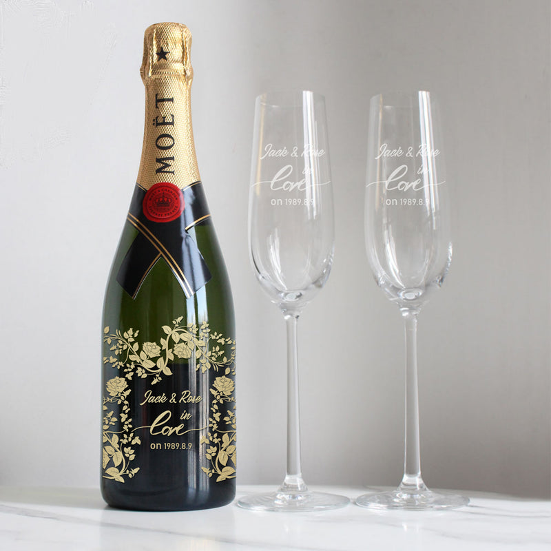圖案雕刻 ｜ 酒加對杯禮盒name wine Engraving glassware pair gift set - Design Your Own Wine