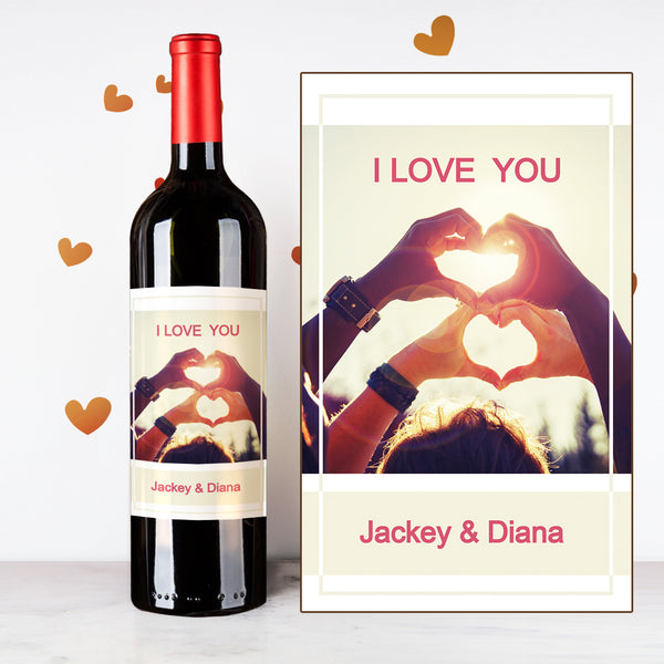 Personalize Heart Hands Couples Wine | 情侶定制酒 - Design Your Own Wine