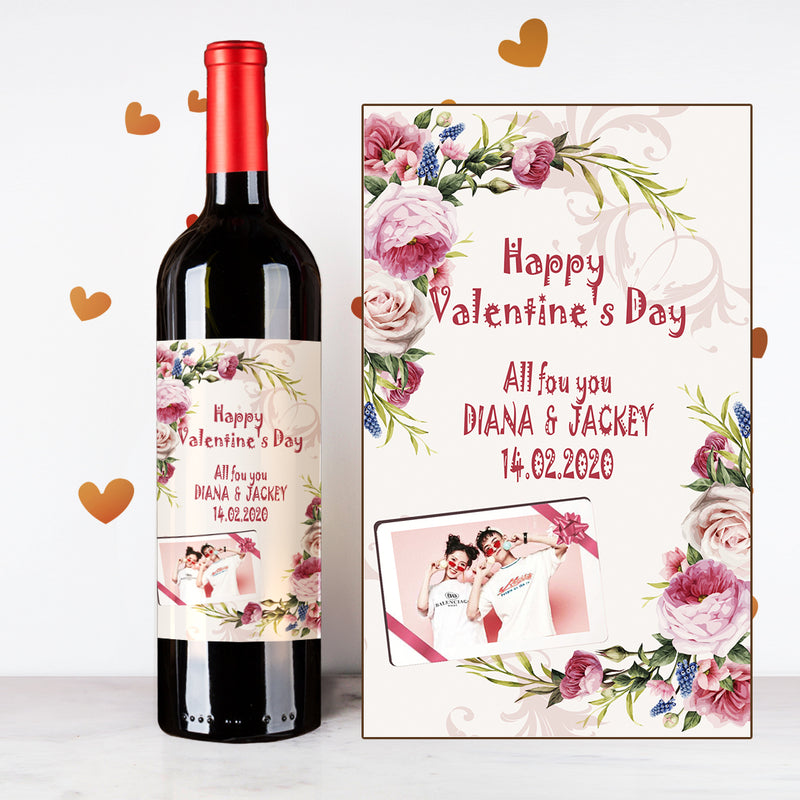 Personalize Flowery Couples Wine | 情侶定制酒 - Design Your Own Wine