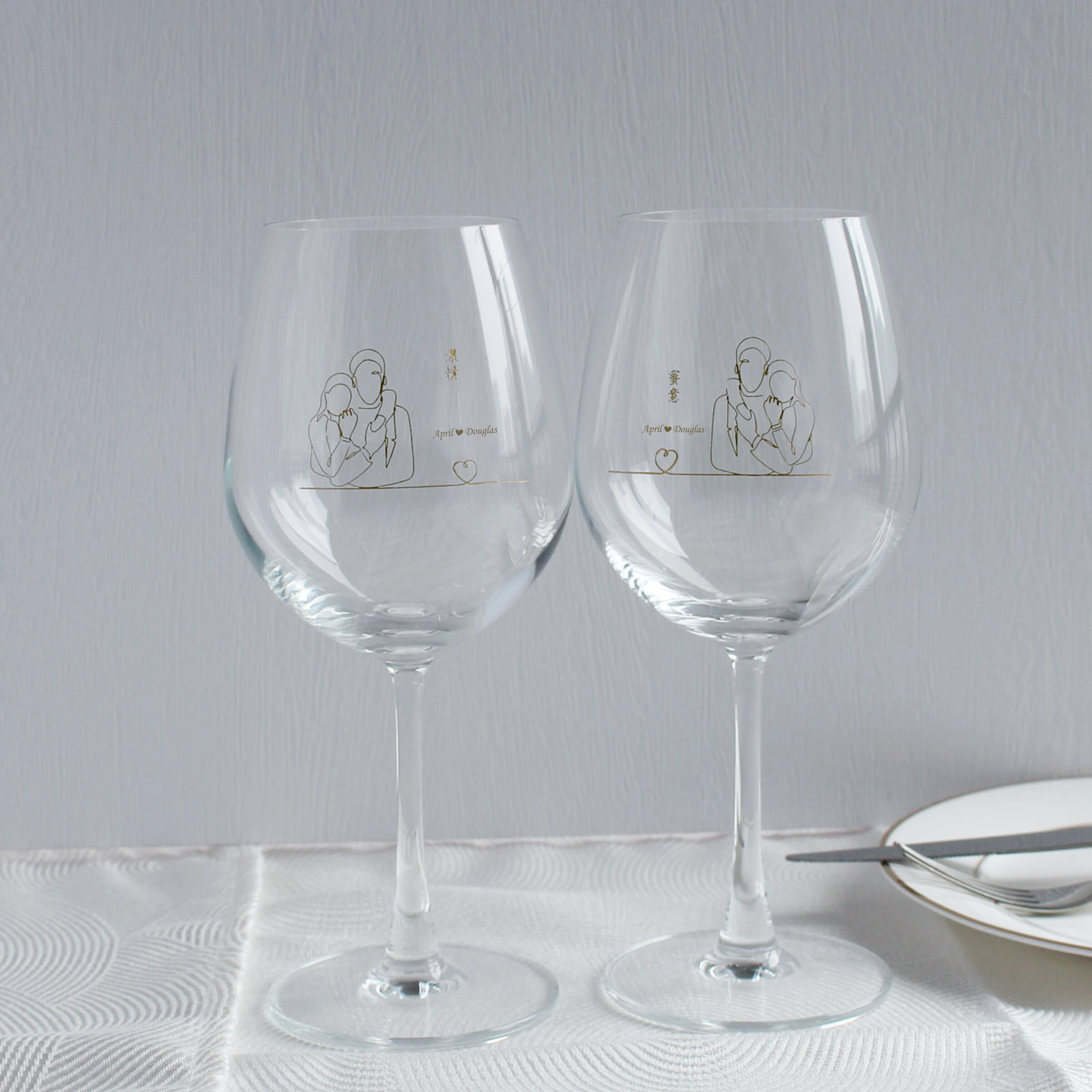 Mminimalist|簡單·愛系列—定制濃情蜜意紅酒對杯（文字雕刻） - Design Your Own Wine