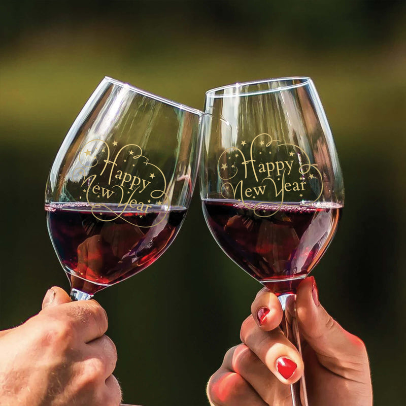 新年禮物|訂製文字雕刻紅酒對杯 新年禮物（慶祝禮物）客製化禮物 - Design Your Own Wine