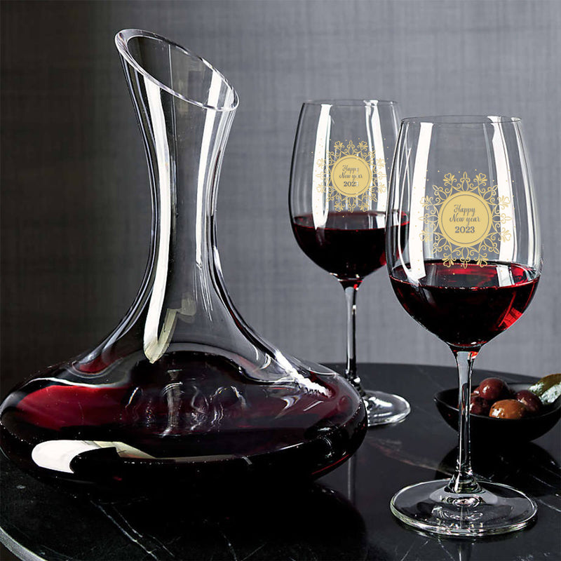 新年禮物|訂製文字雕刻紅酒對杯 新年禮物交換禮物客製化雕刻 - Design Your Own Wine
