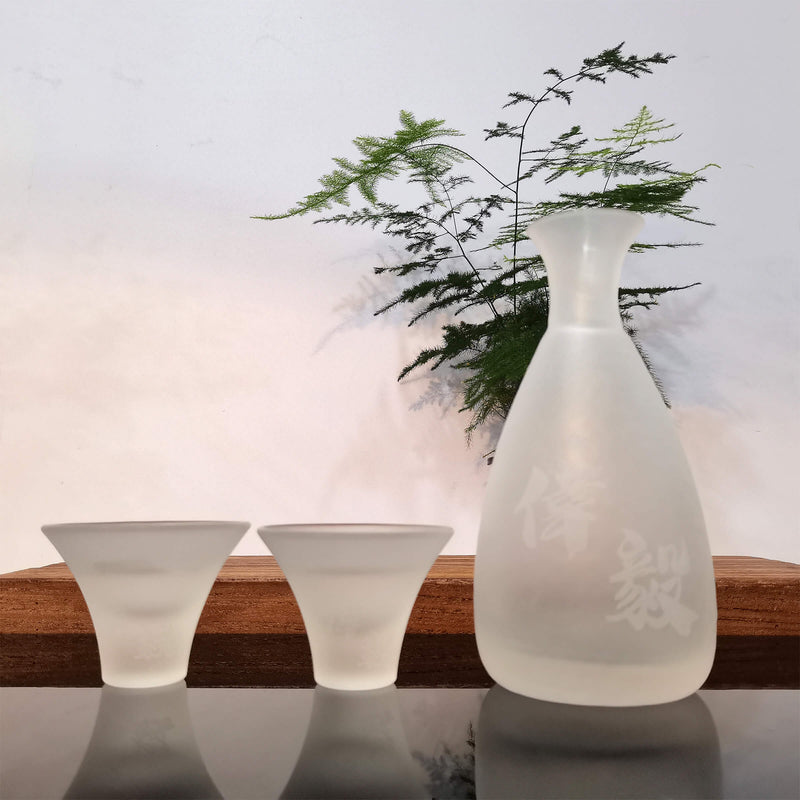 Sake Glass Gift Set|日式磨砂撥霧清酒杯套裝（文字雕刻） - Design Your Own Wine