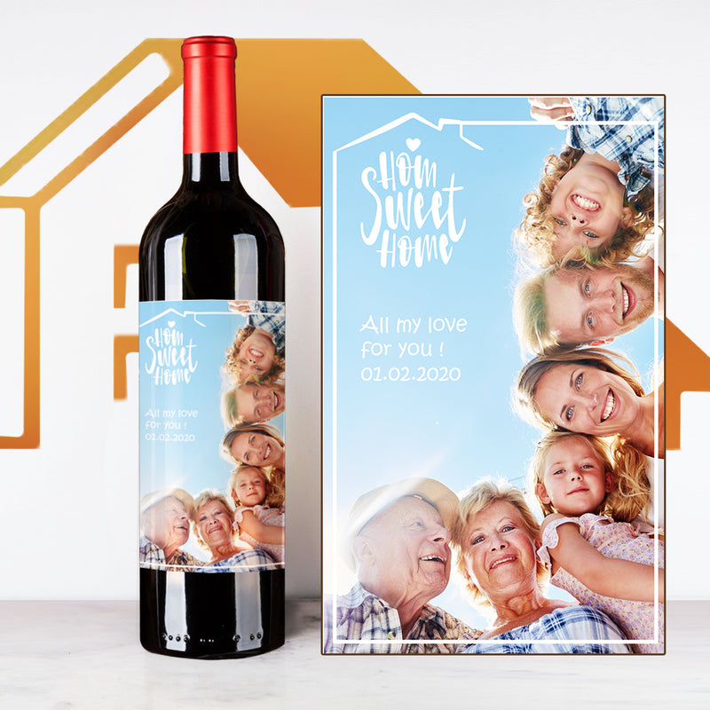 Blue Home House Warming Wine | Customize Name Wine Label | 慶祝新居定制酒 - Design Your Own Wine