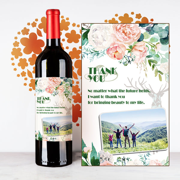 Personalize Flowery Thank You Wine | 多謝定制酒 - Design Your Own Wine