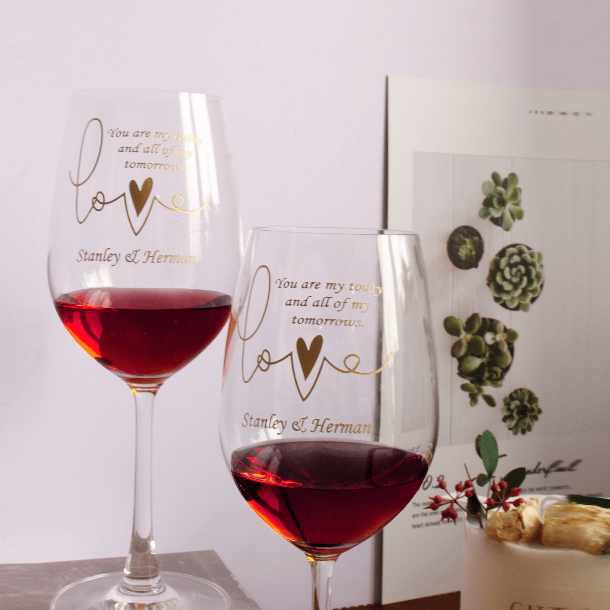 Text Art|簡單·愛系列—定制love表白文字紅酒對杯（雕刻） - Design Your Own Wine
