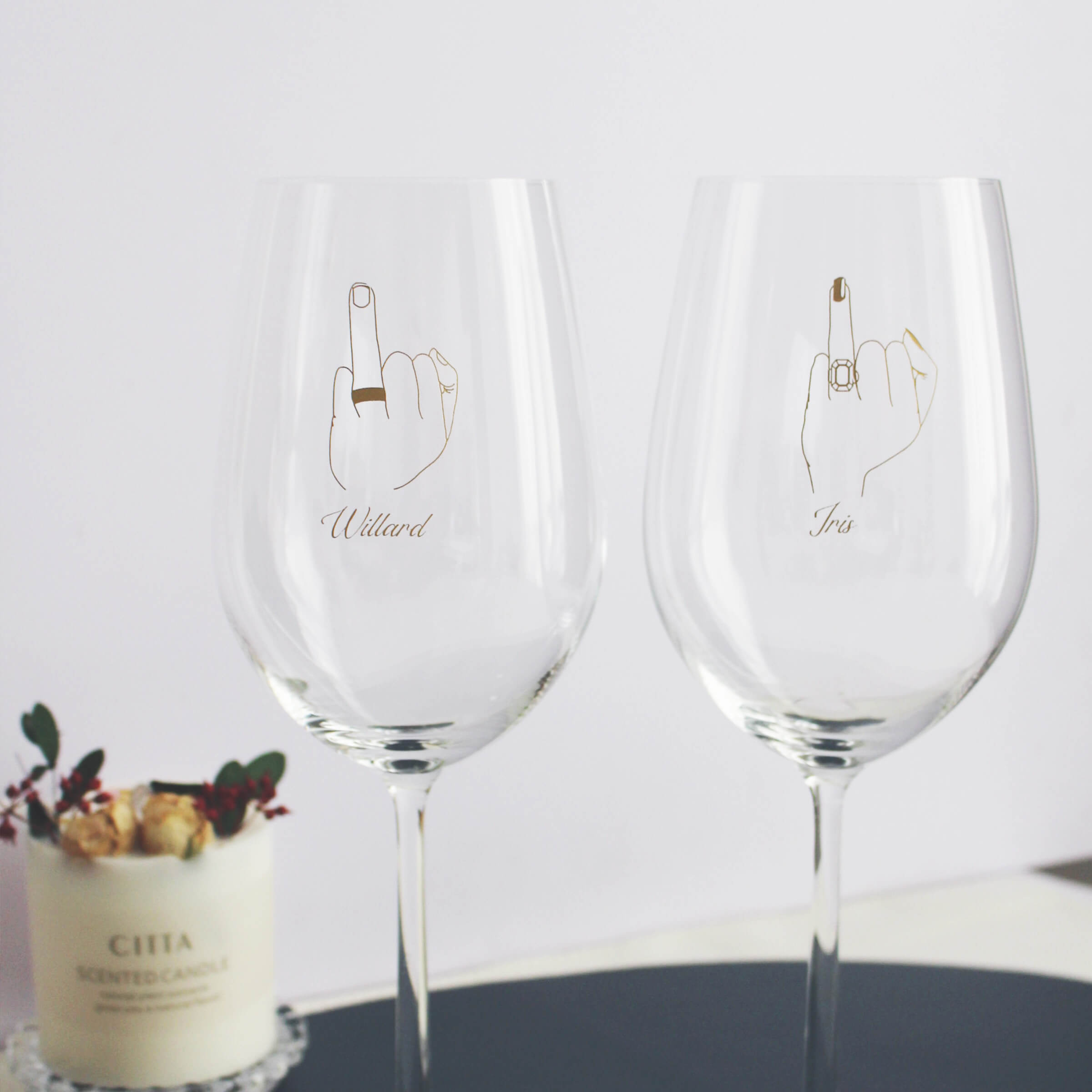 Minimalist|簡單·愛系列—定制一生一世紅酒對杯（文字雕刻） - Design Your Own Wine