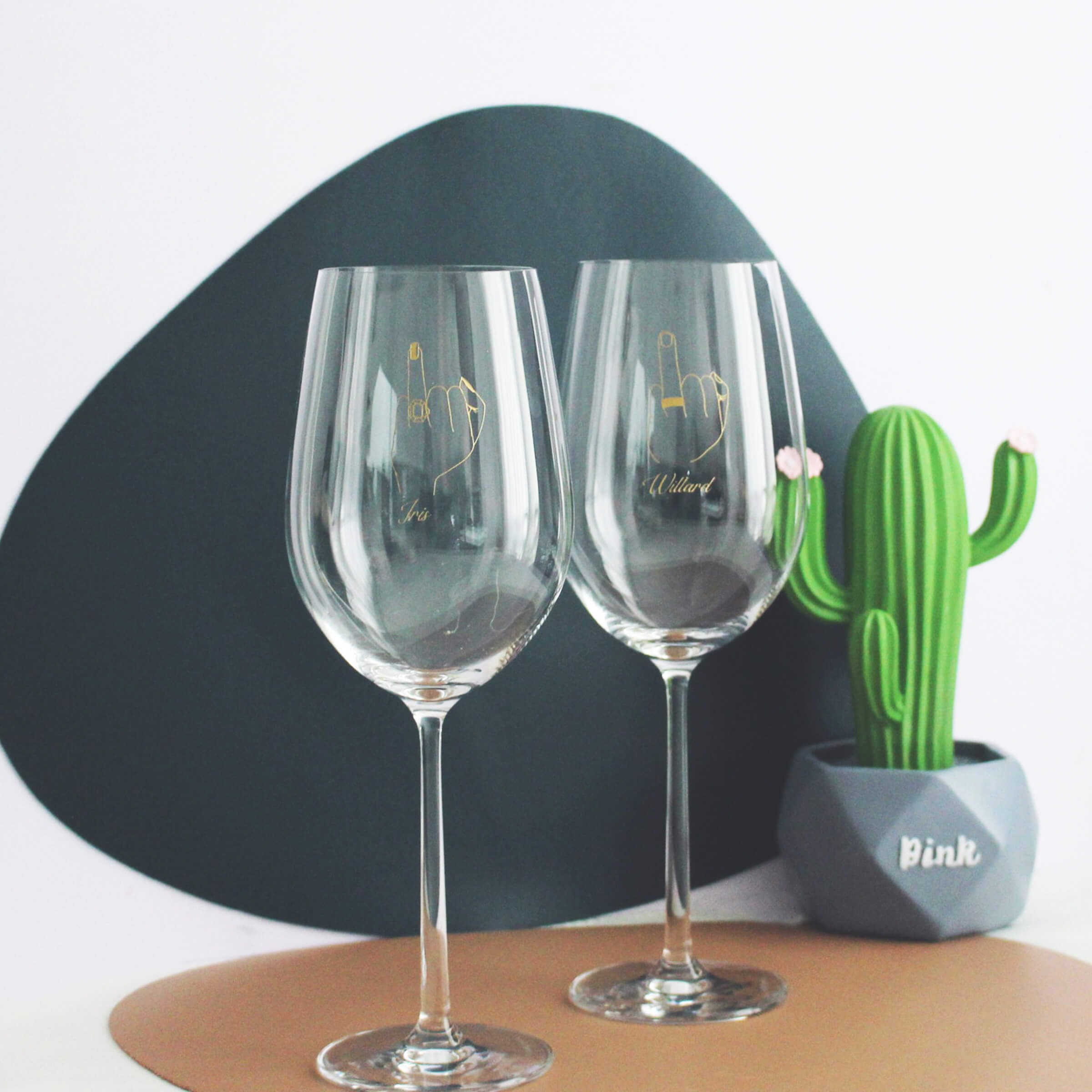 Minimalist|簡單·愛系列—定制一生一世紅酒對杯（文字雕刻） - Design Your Own Wine