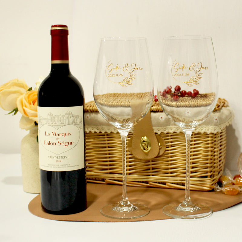 結婚禮物|訂製新婚禮物紅酒單支對杯套裝 （文字雕刻）祝福禮物客製化禮物 - Design Your Own Wine