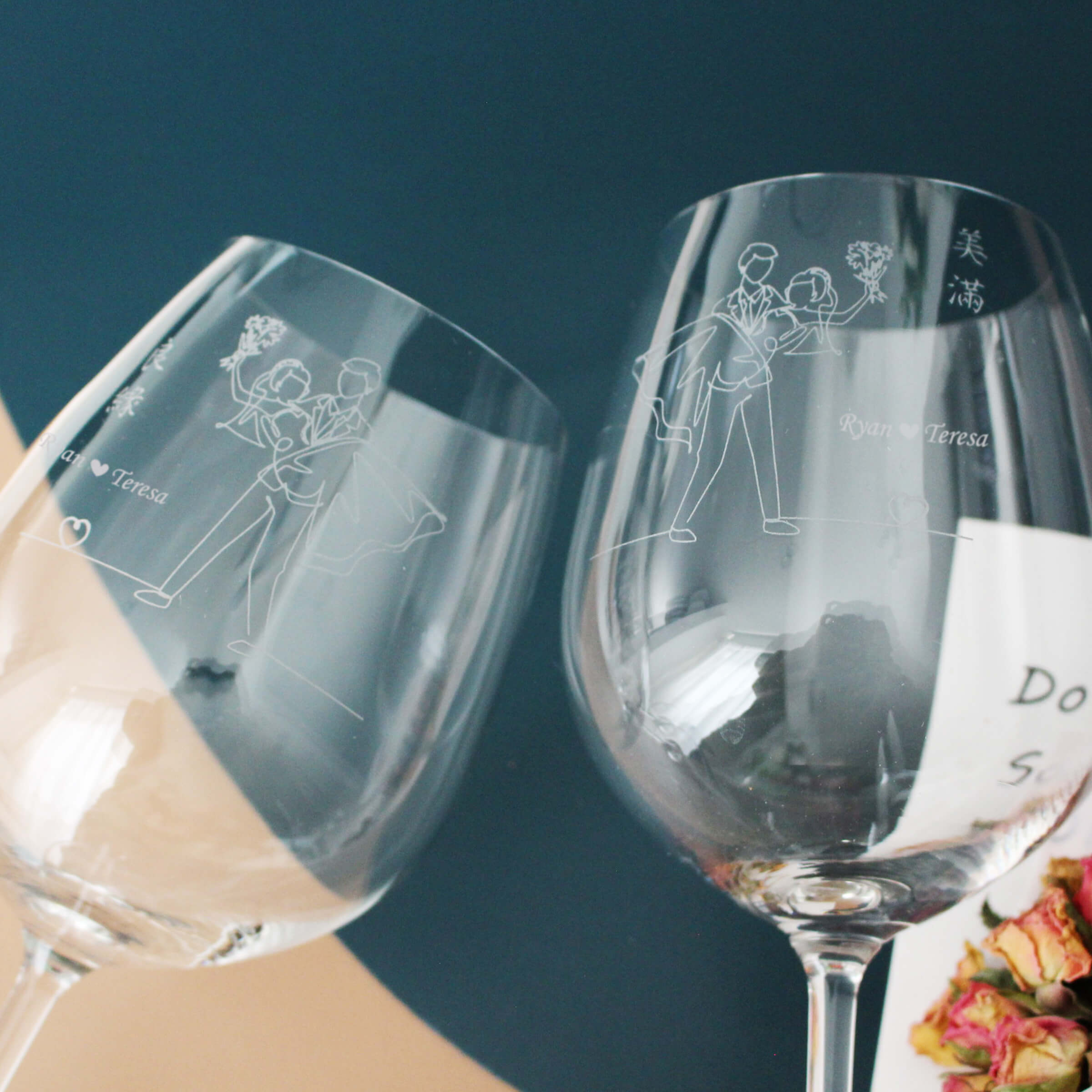 Minimalist|簡單·愛系列—定制美滿良緣紅酒對杯（文字雕刻) - Design Your Own Wine
