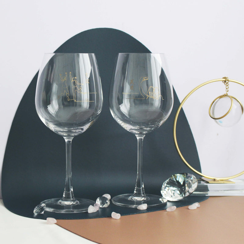 Minimalist|簡單·愛系列—定制友誼萬歲紅酒對杯（文字雕刻） - Design Your Own Wine
