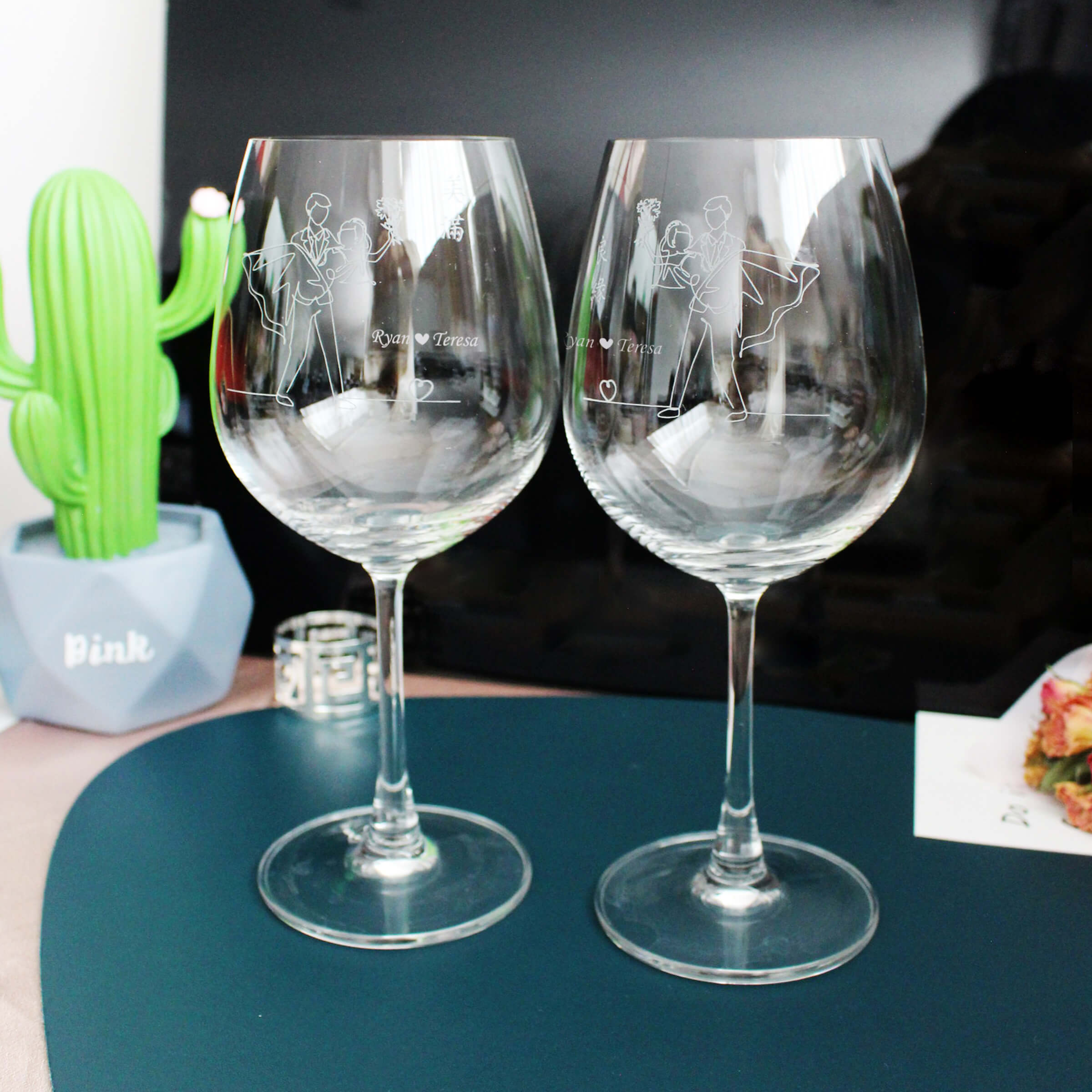 Minimalist|簡單·愛系列—定制美滿良緣紅酒對杯（文字雕刻) - Design Your Own Wine