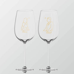 客製化雕刻禮物|訂製情侶禮物紅酒對杯 （線條人像雕刻） - Design Your Own Wine