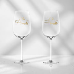 Text Art 定制文字藝術友誼長存紅酒對杯（雕刻） - Design Your Own Wine